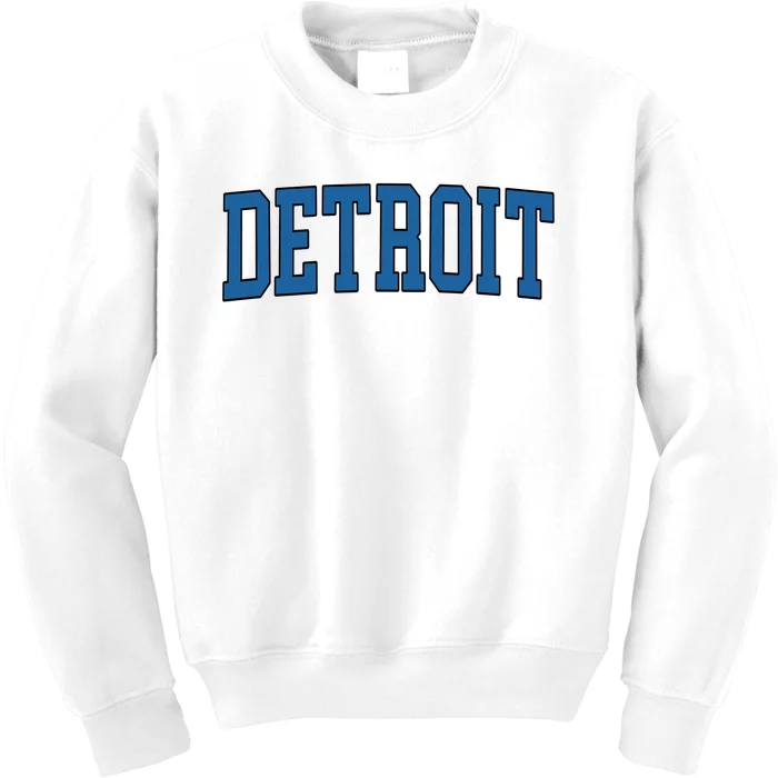 Detroit Blue Retro Vintage Distressed Arched Text Kids Sweatshirt