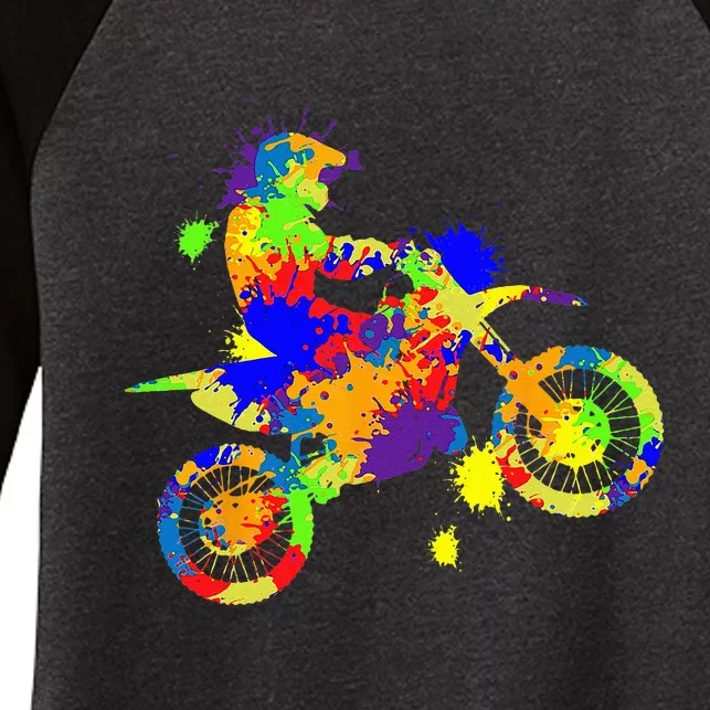 Dirt Bike Rider Motocross Enduro Dirt Biking Women's Tri-Blend 3/4-Sleeve Raglan Shirt