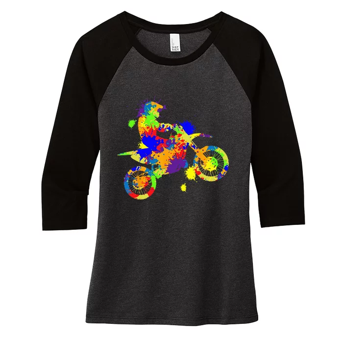 Dirt Bike Rider Motocross Enduro Dirt Biking Women's Tri-Blend 3/4-Sleeve Raglan Shirt