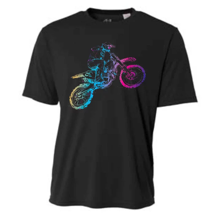 Dirt Bike Riding Motocross Lover Kids Motorcycle Rider Cooling Performance Crew T-Shirt