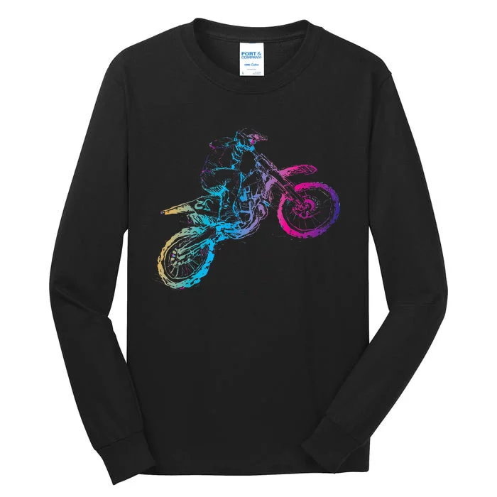 Dirt Bike Riding Motocross Lover Kids Motorcycle Rider Tall Long Sleeve T-Shirt