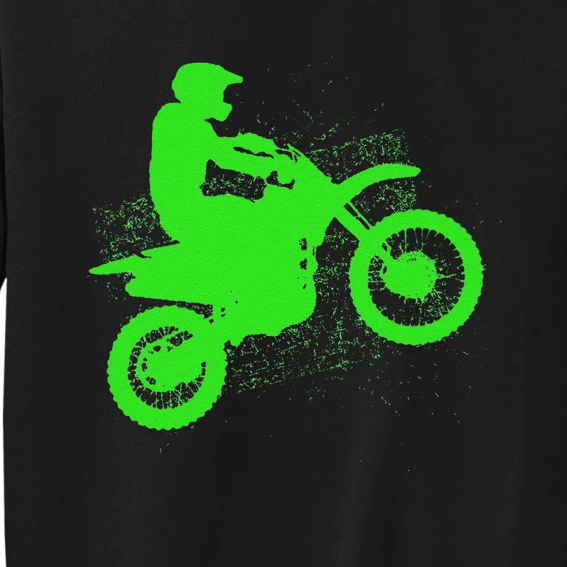 Dirt Bike Rider Tire Tracks Neon Green Sweatshirt