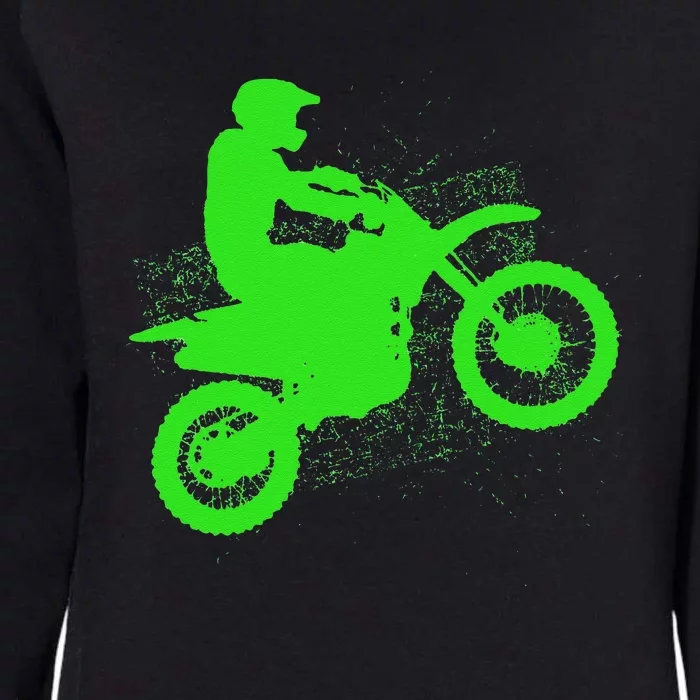 Dirt Bike Rider Tire Tracks Neon Green Womens California Wash Sweatshirt