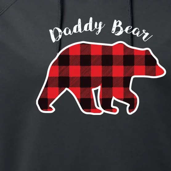 Daddy Bear Red Plaid Christmas Pajama Family Dad Gift Performance Fleece Hoodie