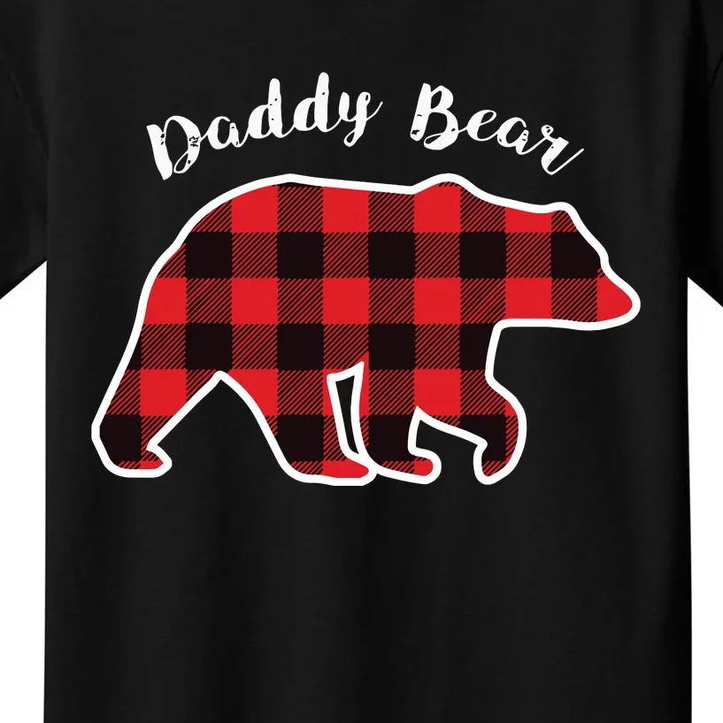 Daddy Bear Red Plaid Christmas Pajama Family Dad Gift Kids T-Shirt