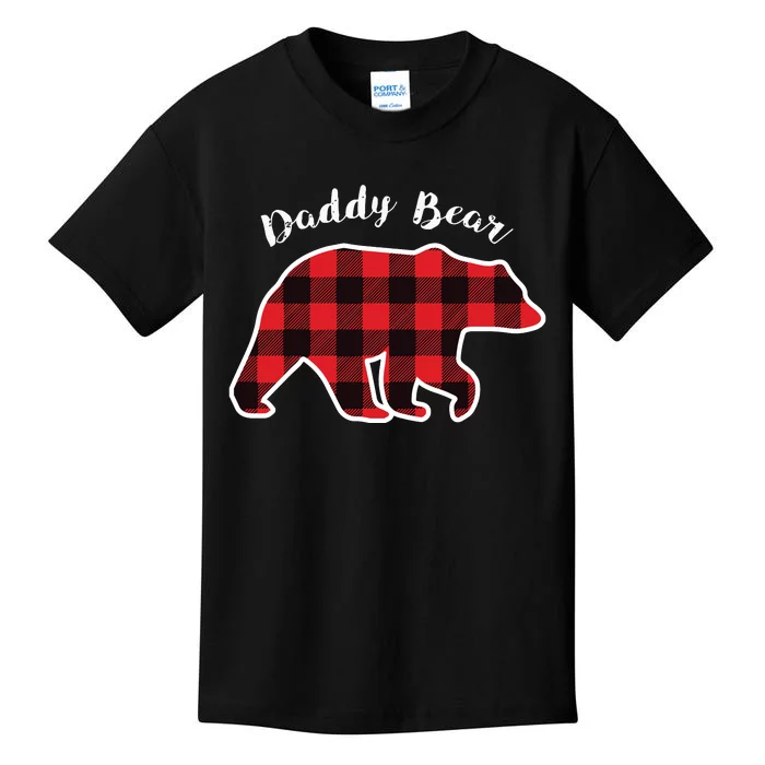 Daddy Bear Red Plaid Christmas Pajama Family Dad Gift Kids T-Shirt