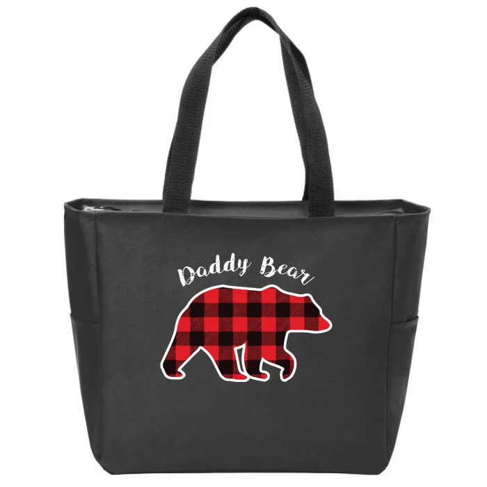 Daddy Bear Red Plaid Christmas Pajama Family Dad Gift Zip Tote Bag