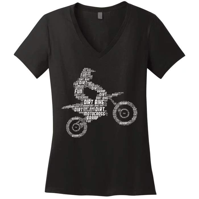 Dirt Bike Rider Motocross Enduro Dirt Biking Women's V-Neck T-Shirt