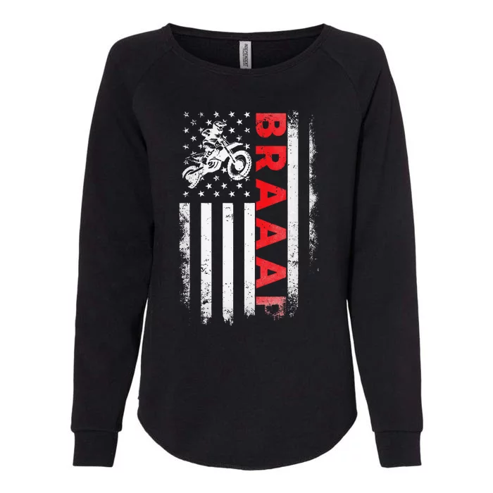 Dirt Bike Racing Usa Us American Flag Botocross Womens California Wash Sweatshirt