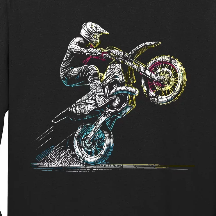 Dirt Bike Rider Retro Motorcycle Motocross Tall Long Sleeve T-Shirt