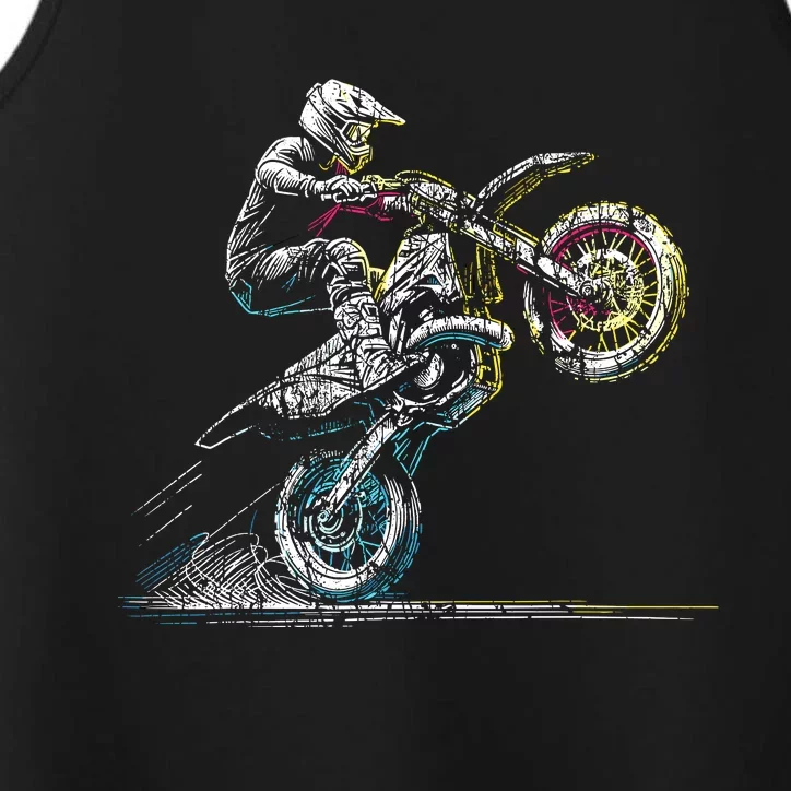 Dirt Bike Rider Retro Motorcycle Motocross Performance Tank