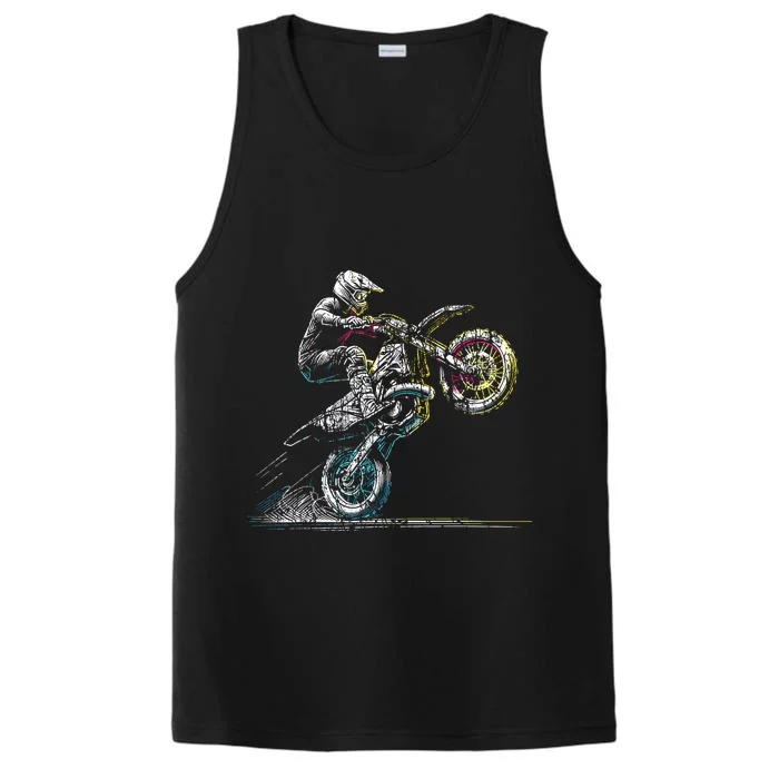 Dirt Bike Rider Retro Motorcycle Motocross Performance Tank