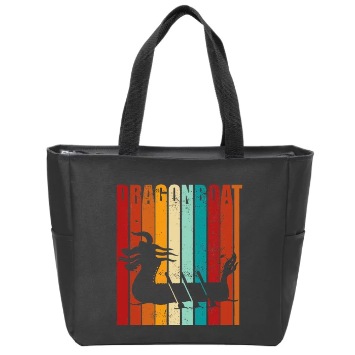 Dragon Boat Racing Dragon Boat Retro Paddling Zip Tote Bag