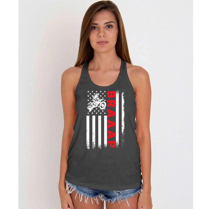 Dirt Bike Racing USA US American Flag Botocross Boys Women's Knotted Racerback Tank