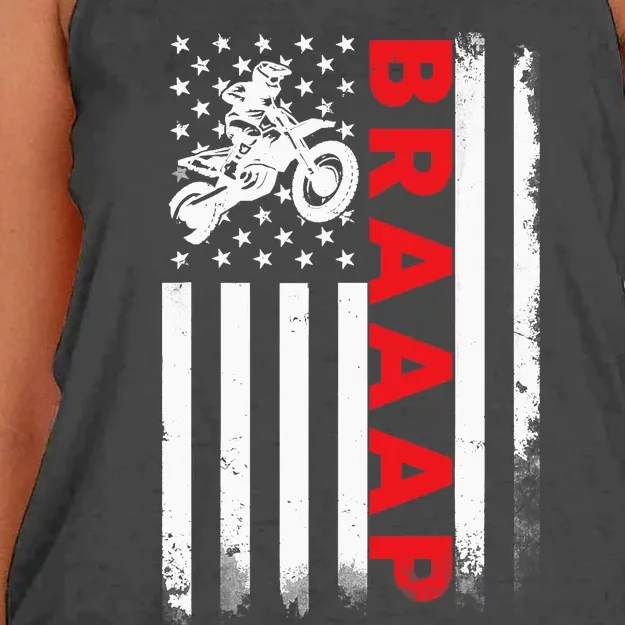 Dirt Bike Racing USA US American Flag Botocross Boys Women's Knotted Racerback Tank