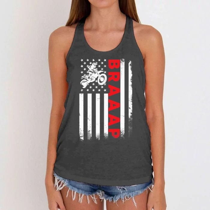 Dirt Bike Racing USA US American Flag Botocross Boys Women's Knotted Racerback Tank