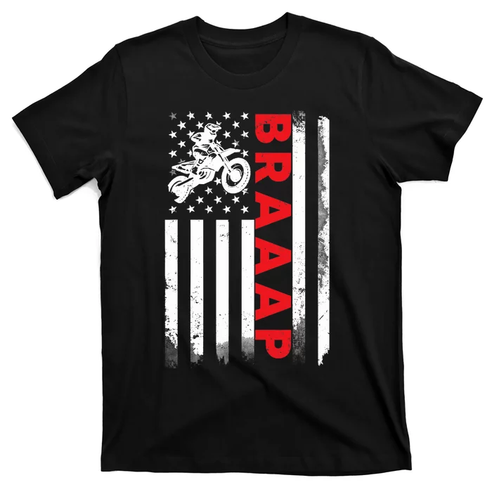 Dirt Bike Racing USA US American Flag Botocross Boys T-Shirt