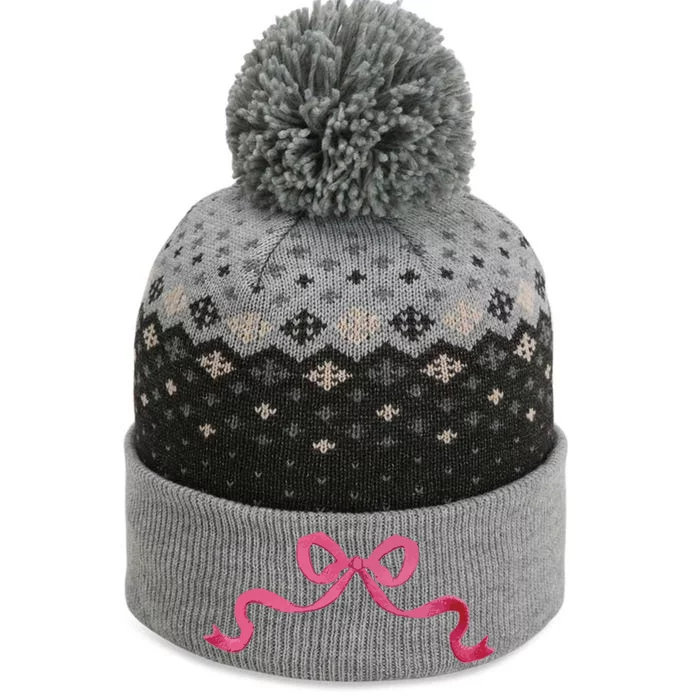 Dainty Bow Ribbon The Baniff Cuffed Pom Beanie