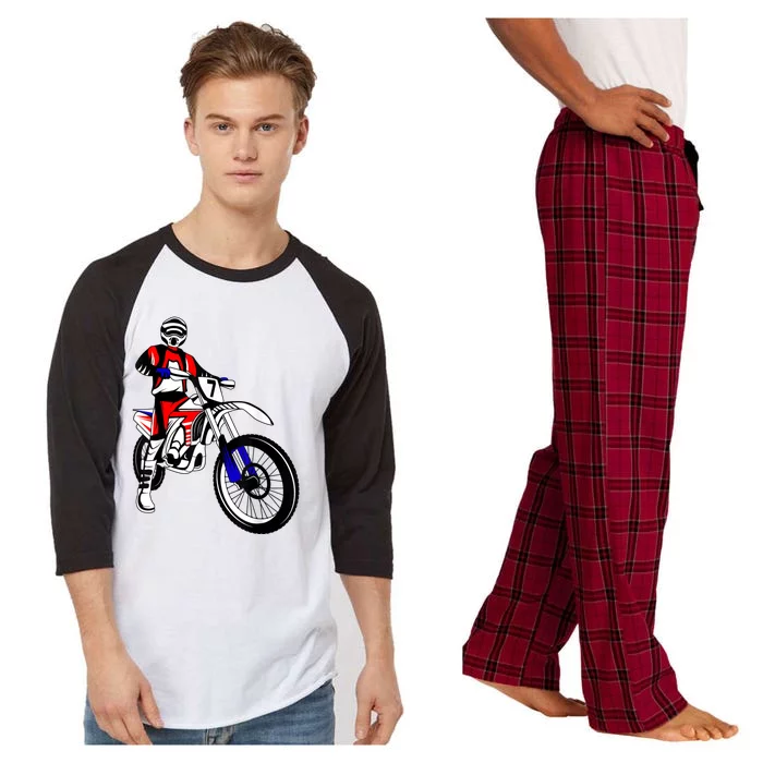 Dirt Bike Rider Motocross Enduro Dirt Biking Kids Men Raglan Sleeve Pajama Set