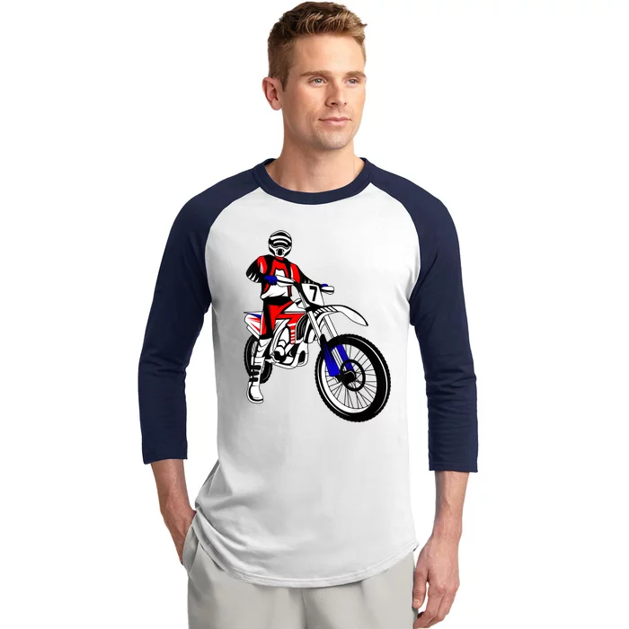 Dirt Bike Rider Motocross Enduro Dirt Biking Kids Men Baseball Sleeve Shirt