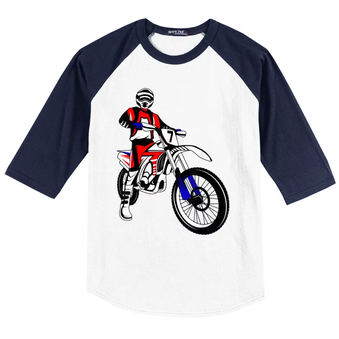 Dirt Bike Rider Motocross Enduro Dirt Biking Kids Men Baseball Sleeve Shirt