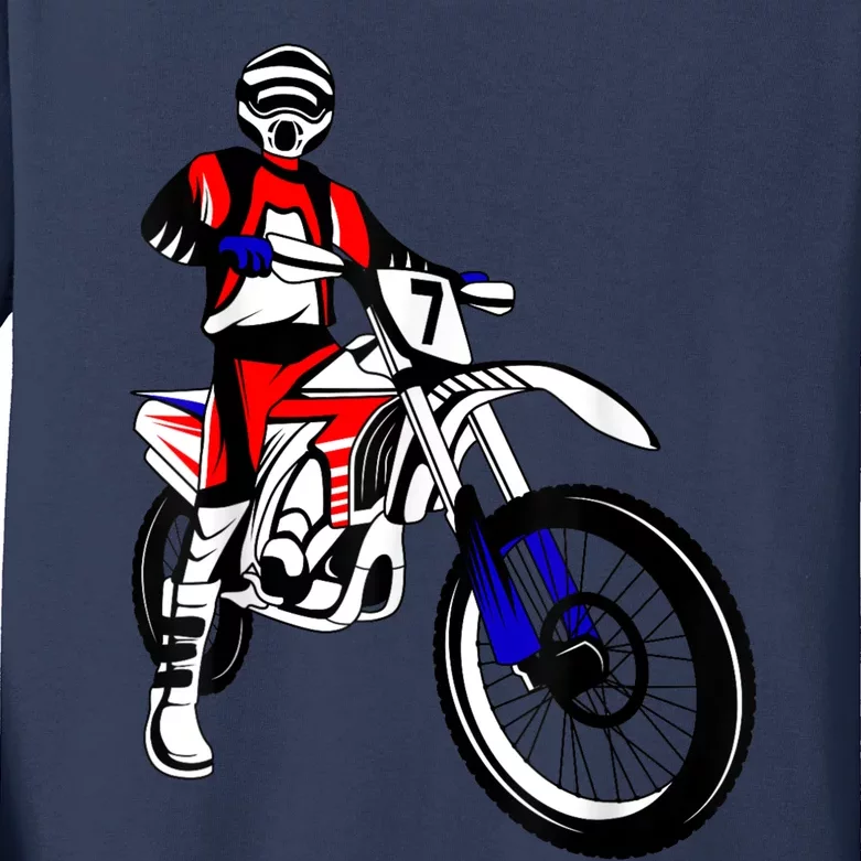 Dirt Bike Rider Motocross Enduro Dirt Biking Kids Men Kids Long Sleeve Shirt