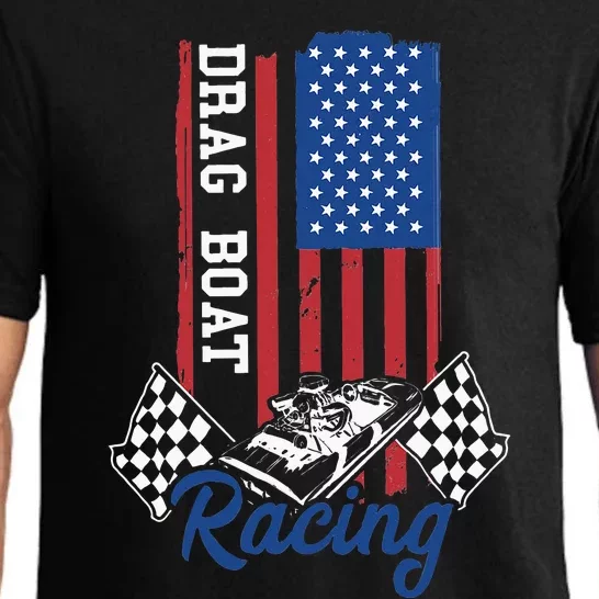 Drag Boat Racing America Usa Flag Boater Motor Boating Pajama Set