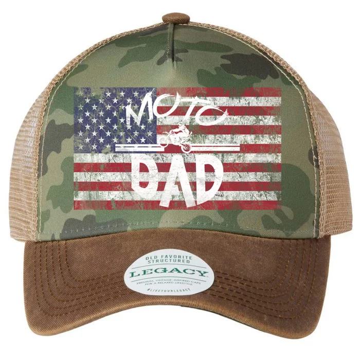 Dirt Bike Racing American Flag Moto Dad Great Gift Legacy Tie Dye Trucker Hat