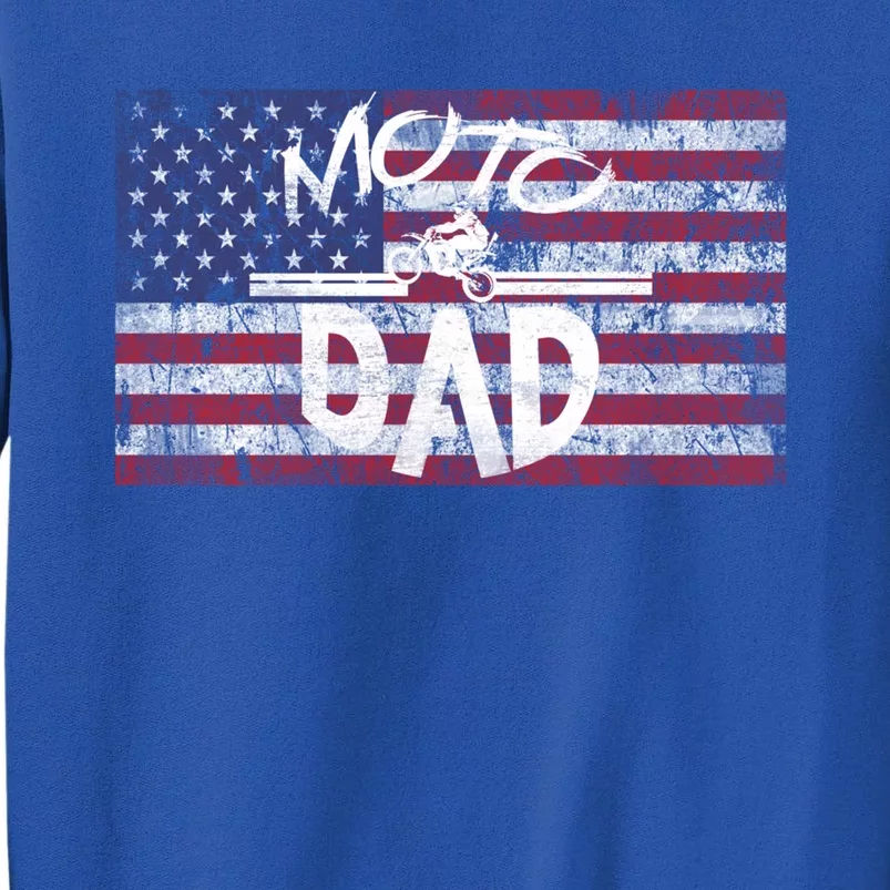 Dirt Bike Racing American Flag Moto Dad Great Gift Tall Sweatshirt