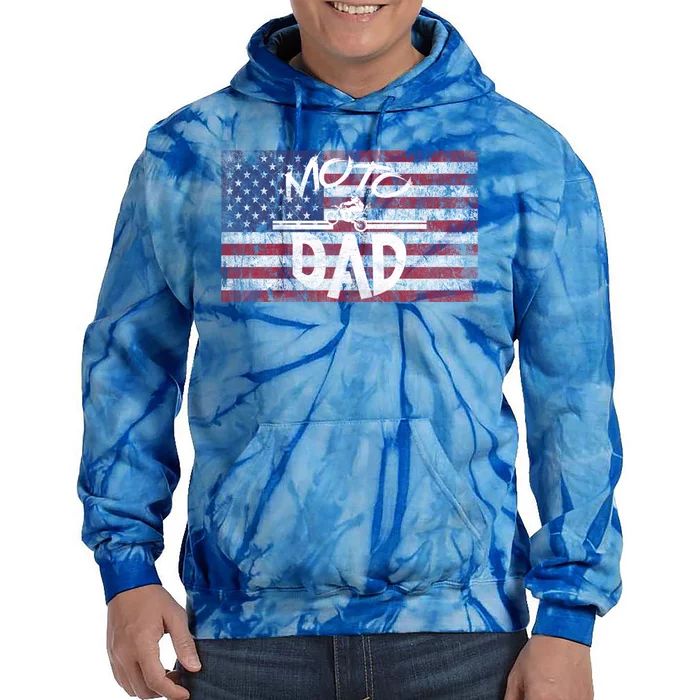 Dirt Bike Racing American Flag Moto Dad Great Gift Tie Dye Hoodie