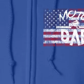 Dirt Bike Racing American Flag Moto Dad Great Gift Full Zip Hoodie