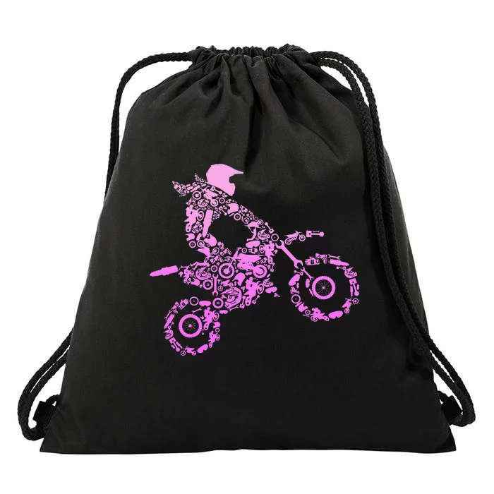 Dirt Bike Rider Motocross Enduro Dirt Biking Drawstring Bag