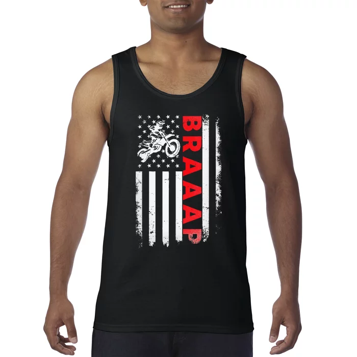 Dirt Bike Racing USA US American Flag Botocross Tank Top