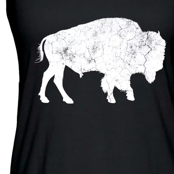 Distressed Buffalo Retro Bison Animal Lover Ladies Essential Flowy Tank