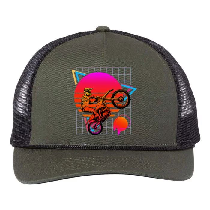 Dirt Bike Retro 80s Style Vintage Motocross Retro Rope Trucker Hat Cap