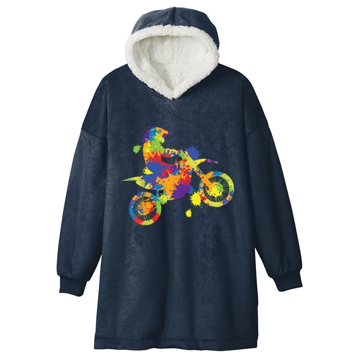 Dirt Bike Rider Motocross Dirt Biking Hooded Wearable Blanket