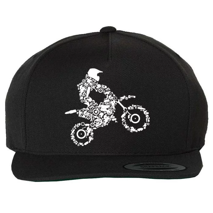 Dirt Bike Rider Motocross Dirt Biking Wool Snapback Cap