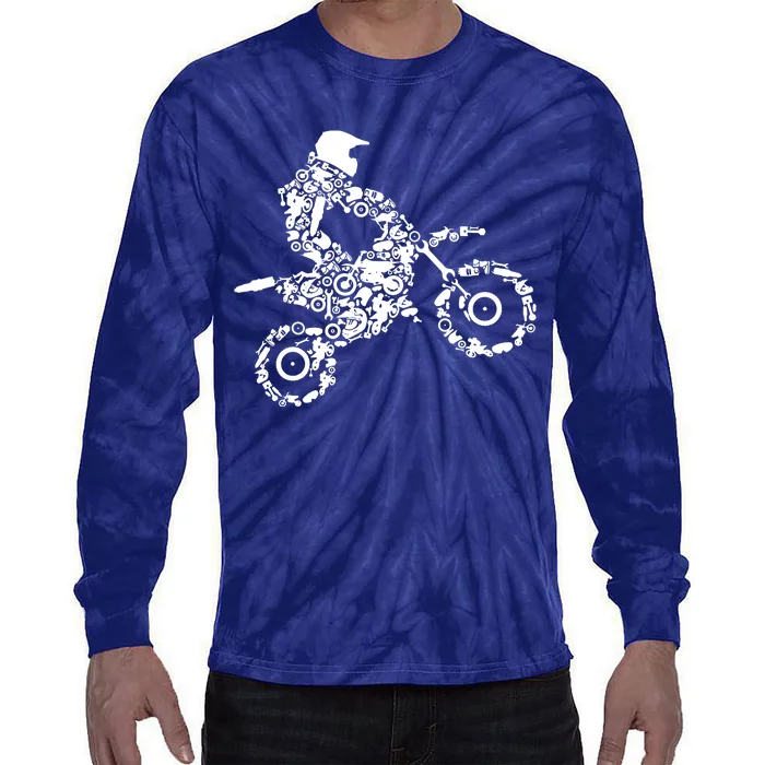 Dirt Bike Rider Motocross Dirt Biking Tie-Dye Long Sleeve Shirt