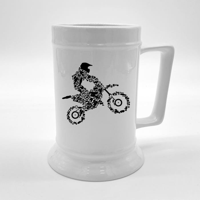 Dirt Bike Rider Motocross Dirt Biking Front & Back Beer Stein