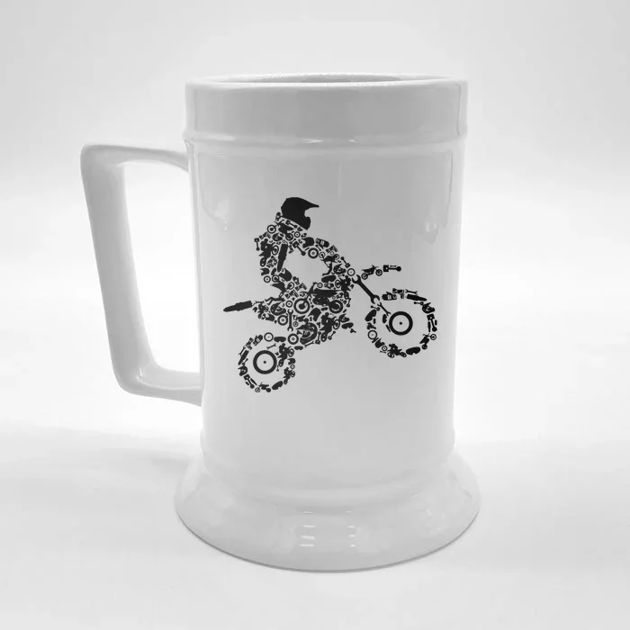 Dirt Bike Rider Motocross Dirt Biking Front & Back Beer Stein