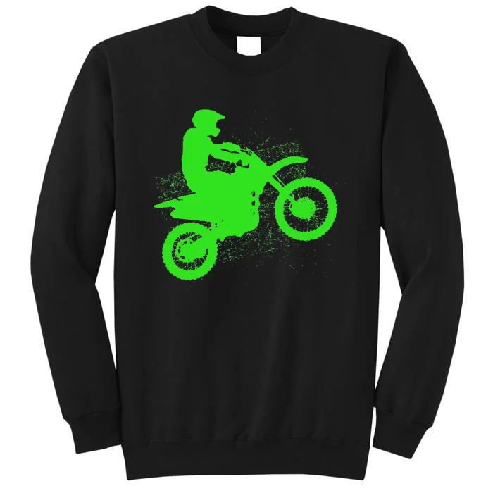 Dirt Bike Rider Tire Tracks Neon Green Sweatshirt