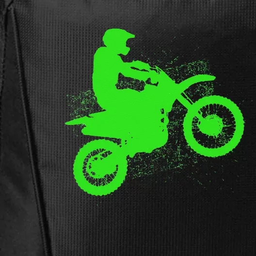 Dirt Bike Rider Tire Tracks Neon Green City Backpack