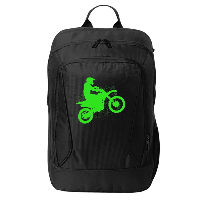 Dirt Bike Rider Tire Tracks Neon Green City Backpack