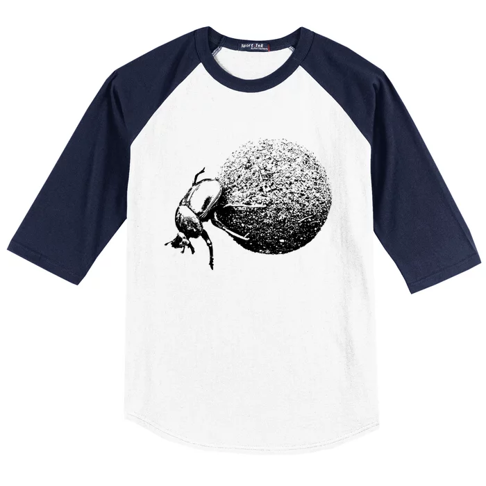 Dung Beetle Rolling Dung Ball African Wildlife Baseball Sleeve Shirt