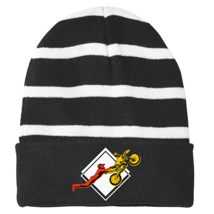 Dirt Bike Riding MX Motocross Supercross Striped Beanie with Solid Band