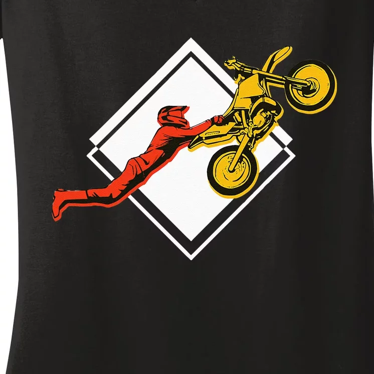 Dirt Bike Riding MX Motocross Supercross Women's V-Neck T-Shirt