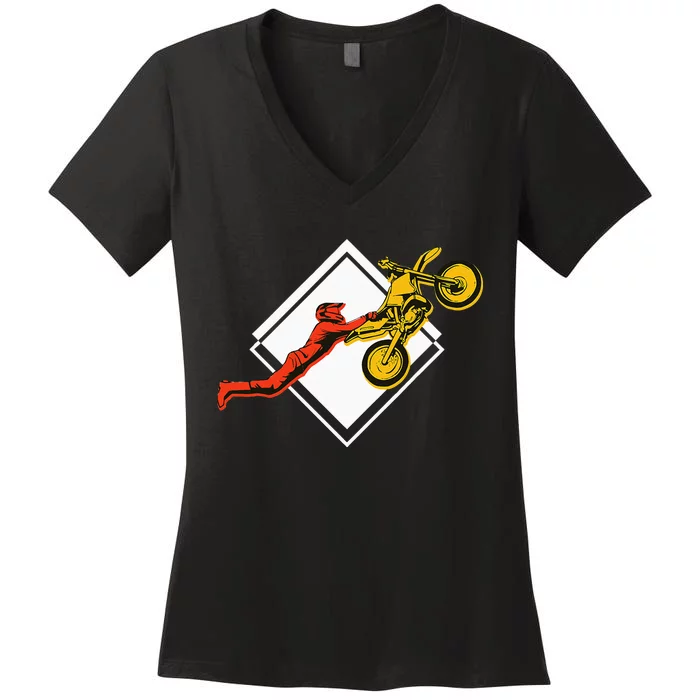 Dirt Bike Riding MX Motocross Supercross Women's V-Neck T-Shirt