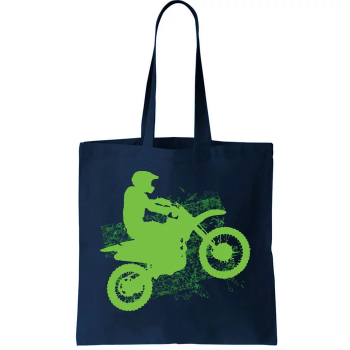 Dirt Bike Rider Tire Tracks Neon Green Tote Bag