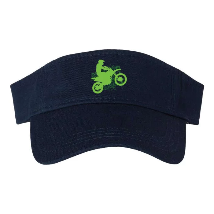 Dirt Bike Rider Tire Tracks Neon Green Valucap Bio-Washed Visor