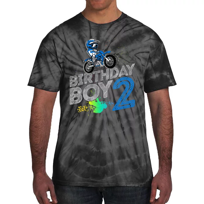 Dirt Bike Rider 2 Years Old Motocross 2nd Birthday Boy Tie-Dye T-Shirt